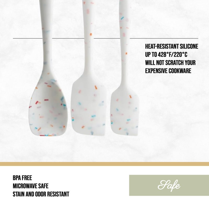 Trudeau Confetti Silicone Utensil Set â€“ 11" Spatula, 11" Spoonula & 8" Small â€“ Reinforced hybrid flexible silicone, BPA-free, heat resistant to 428Â°F, ergonomic & dishwasher safe. - Image 5